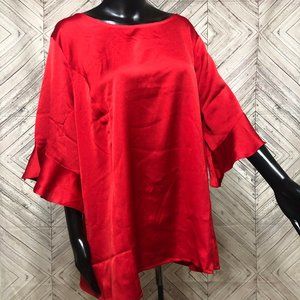 NWT LIZ CLAIBORNE XXL Cabaret ruffle sleeve blouse